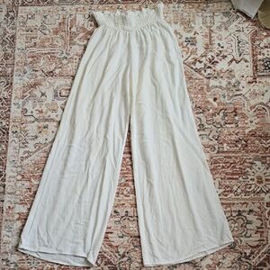 Pink Lily Cream Pull On Wide-Leg Pants Size Med